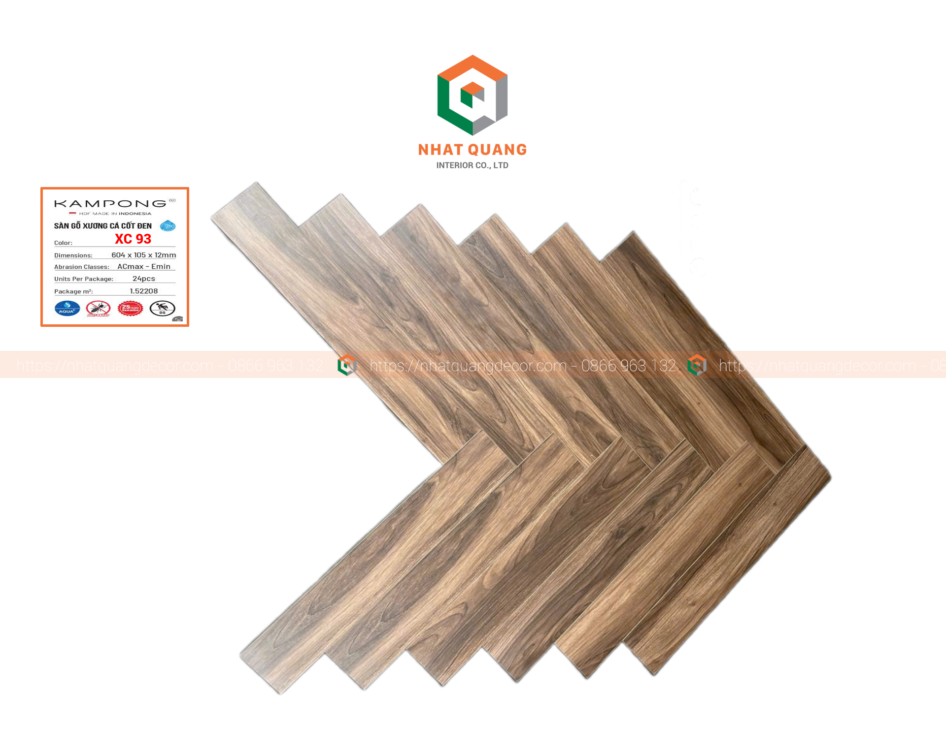 Sàn gỗ công nghiệp Indonesia xương cá KAMPONG XC 93