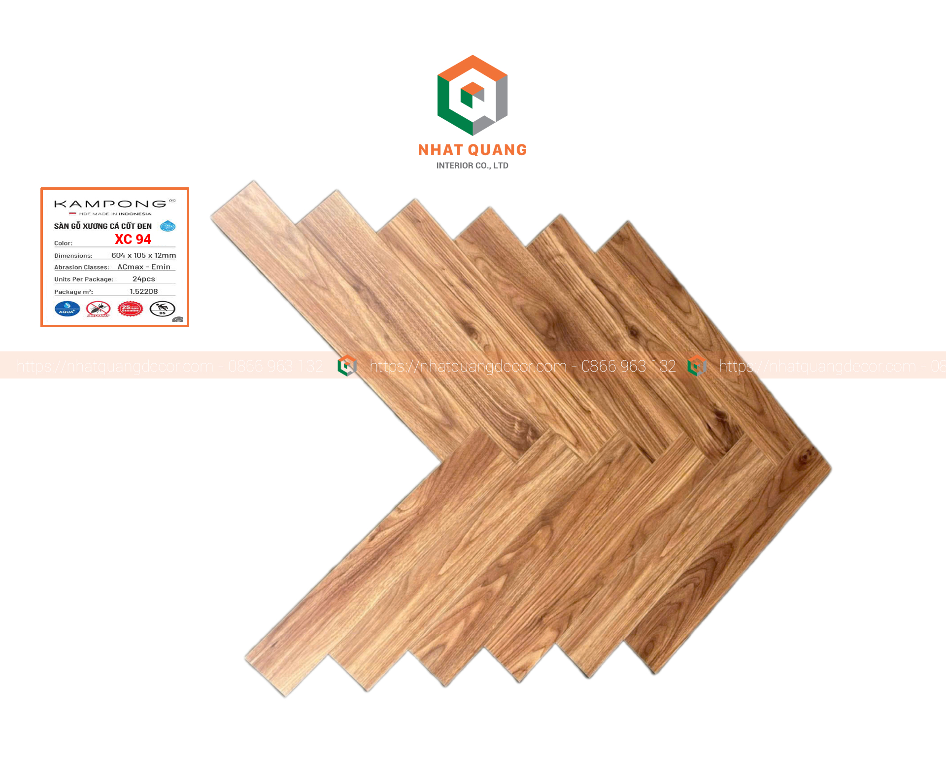 Sàn gỗ công nghiệp Indonesia xương cá KAMPONG XC 94