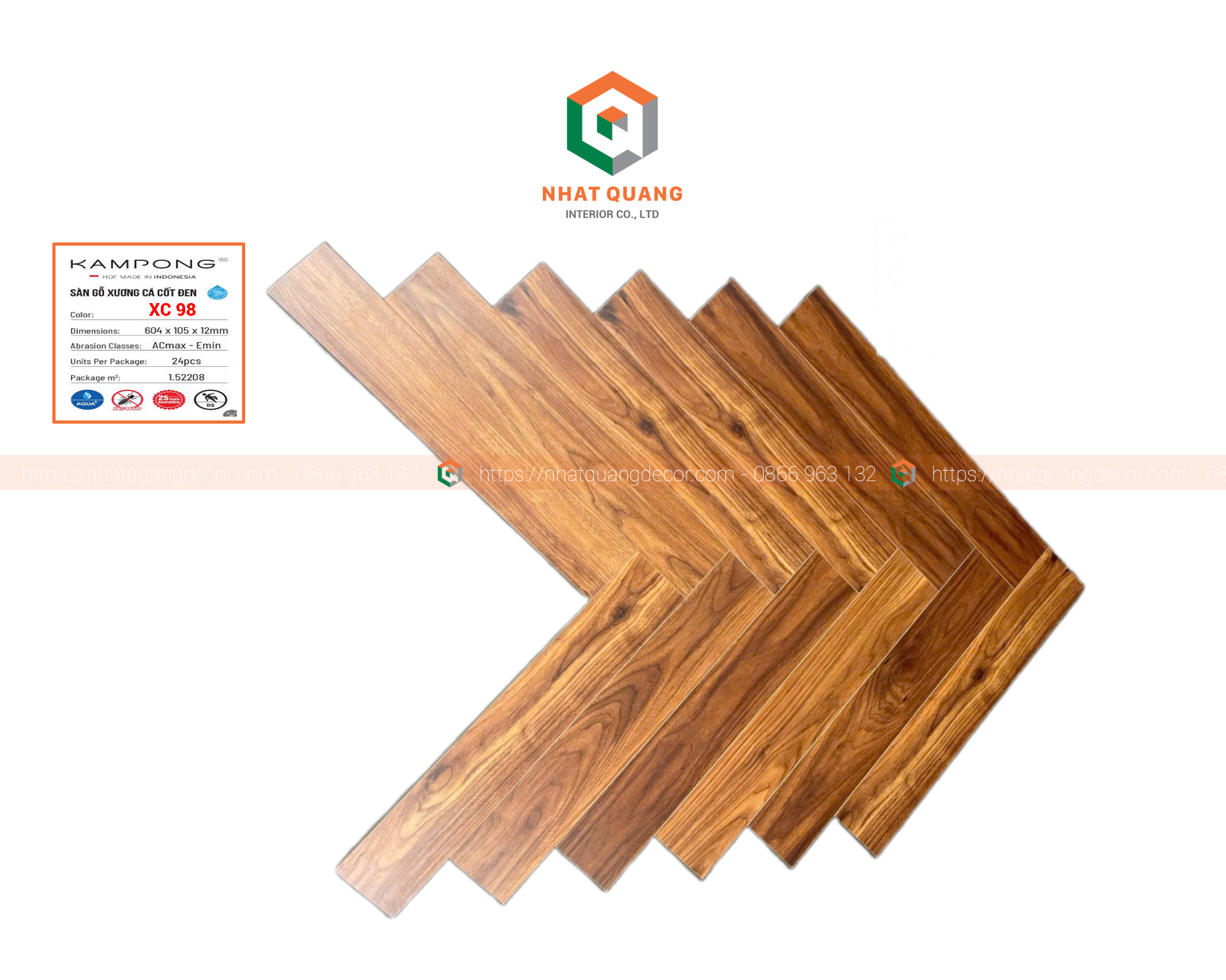 Sàn gỗ công nghiệp Indonesia xương cá KAMPONG XC 98