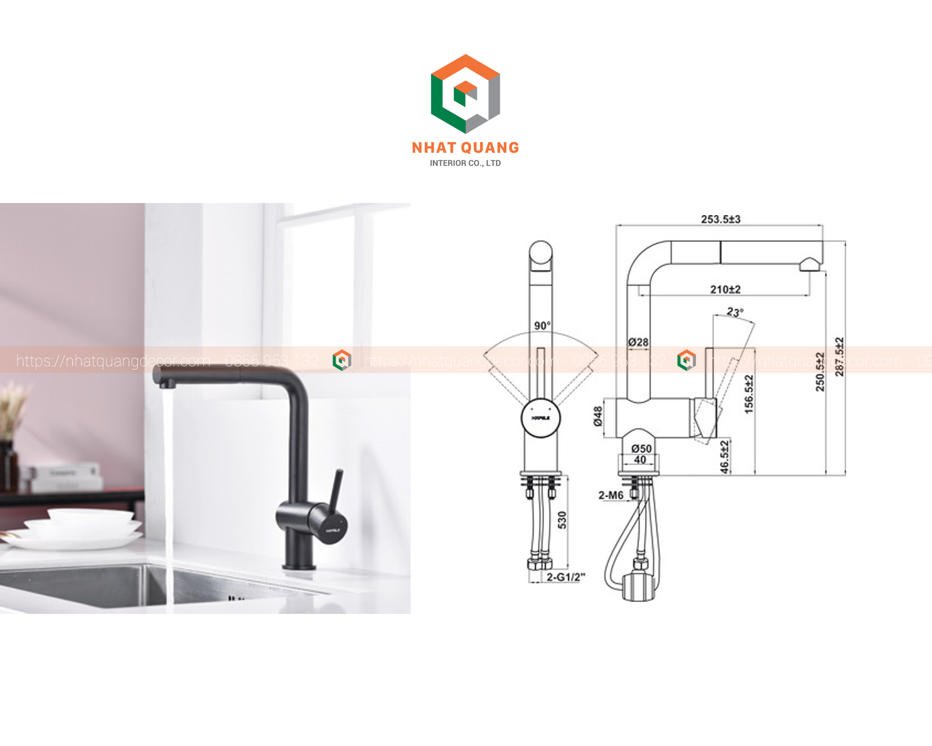 Vòi bếp, Granite HAFELE, tay gạt đơn HT21-GH1P250