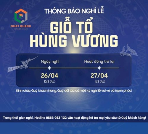 Nhật Quang Decor thông báo nghỉ lễ Giỗ Tổ Hùng Vương năm 2026