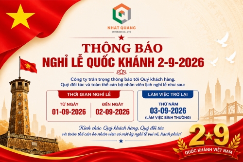 Nhật Quang Decor thông báo nghỉ lễ Quốc khánh 2/9/2026