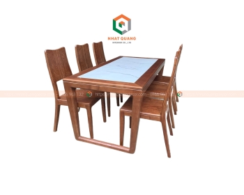 Bộ bàn ăn 6 ghế gỗ sồi nga chân U BGA-001