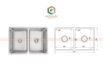 Chậu bếp HAFELE, Thép không gỉ, HS-SD7744, vuông góc, chậu đôi
