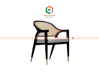 Ghế ăn gỗ kết hợp mây kiểu dáng luxury ARM-001